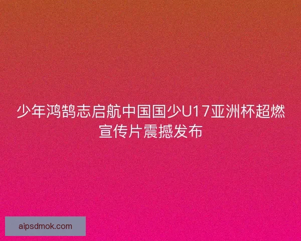 少年鸿鹄志启航中国国少U17亚洲杯超燃宣传片震撼发布